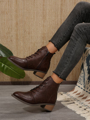 Side Zip Lace-up Retro Martin Boots