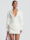 Sexy Deep V-neck Fishbone Zipper Waist-cinching Bodycon Dress