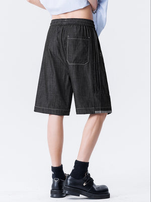 Retro Patchwork Color-blocked Tooling Five Points Shorts