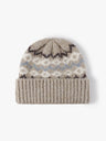 Gestreifte Jacquard-Mütze mit Umschlag, dick gestrickte Wintermütze, mit Thermofleece gefüttert, Einheitsgröße