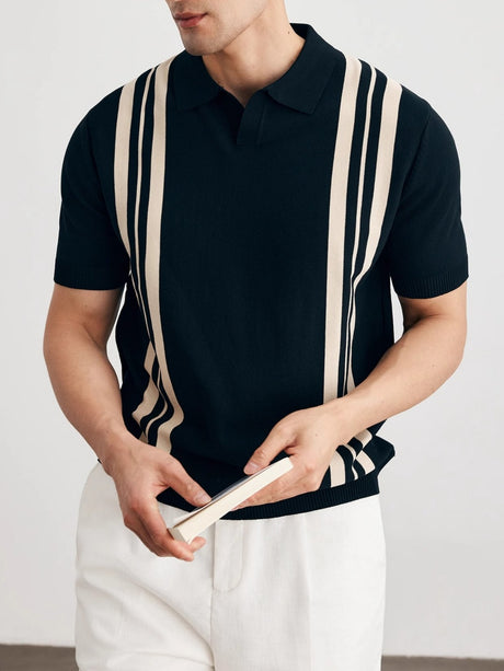 Vertical Stripe Old Money Style Polo Shirts
