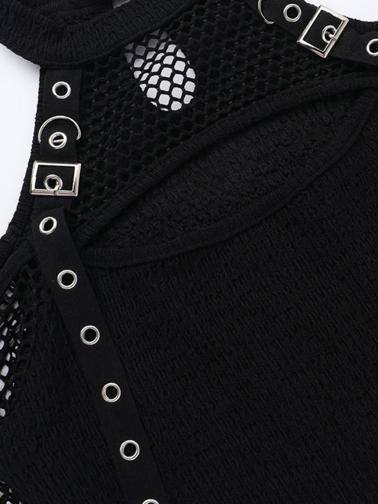 Y2K Hollow Out Off-shoulder Grid Splicing Long-sleeved T-shirt