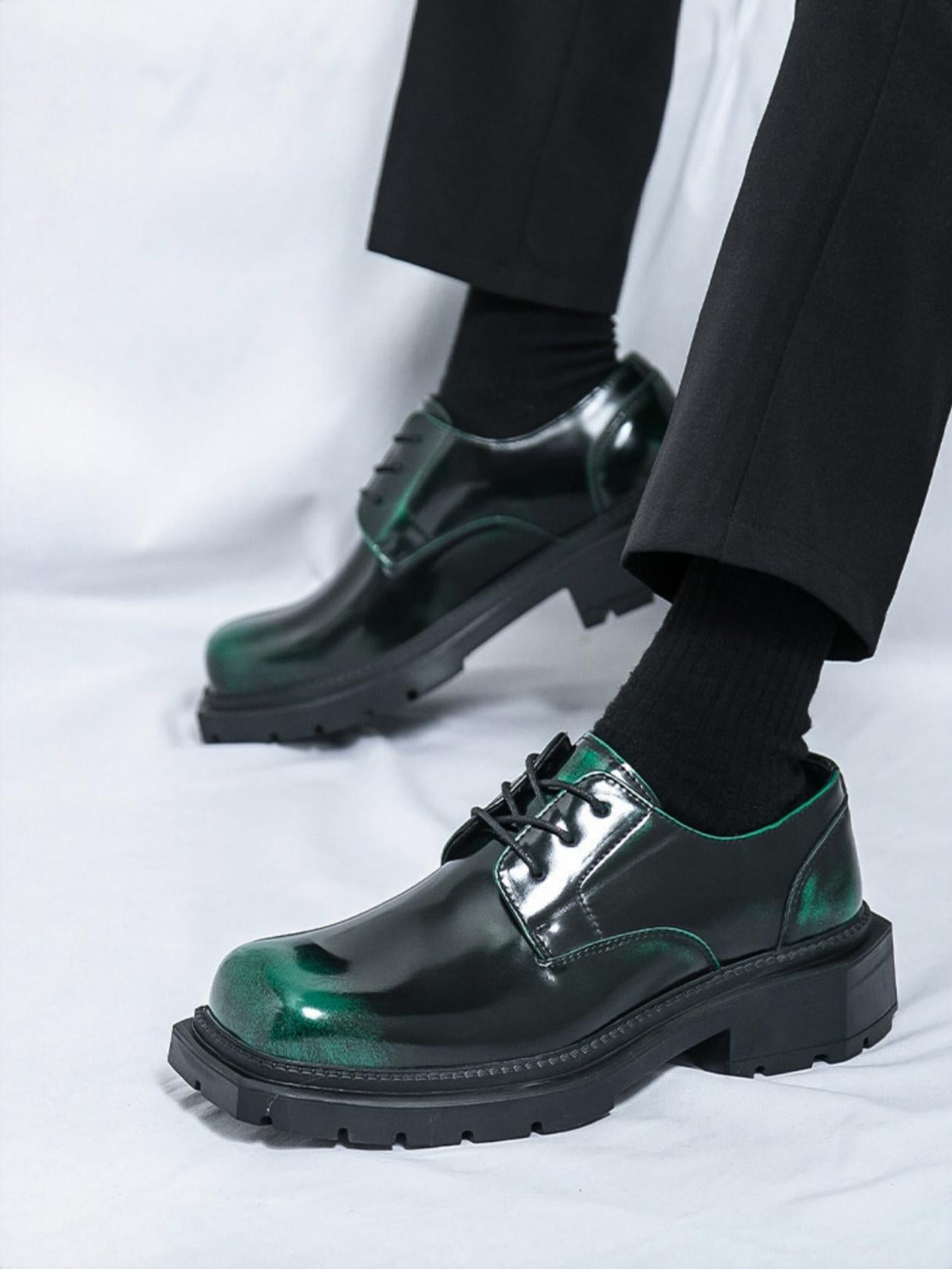 Trendy, Wide-toe, Platform, Lace-up Dress Shoes