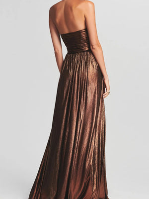 Slit Sleeveless Crimp Evening Dress Maxi Dresses