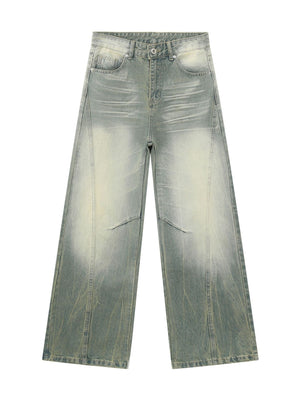 Retro Washed Patchwork Distressed Jeans