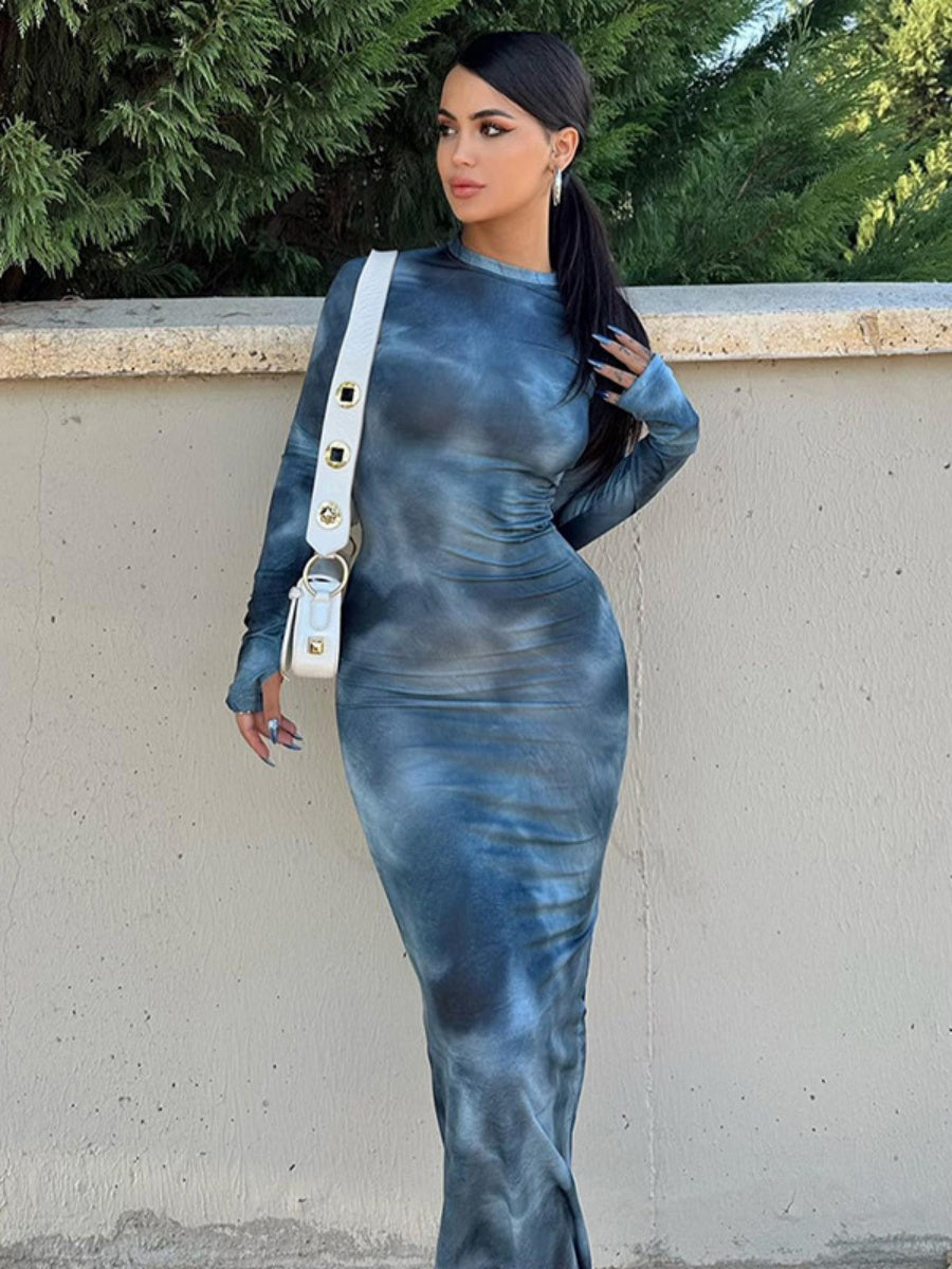 Tie-dye Slim Fit Maxi Dresses