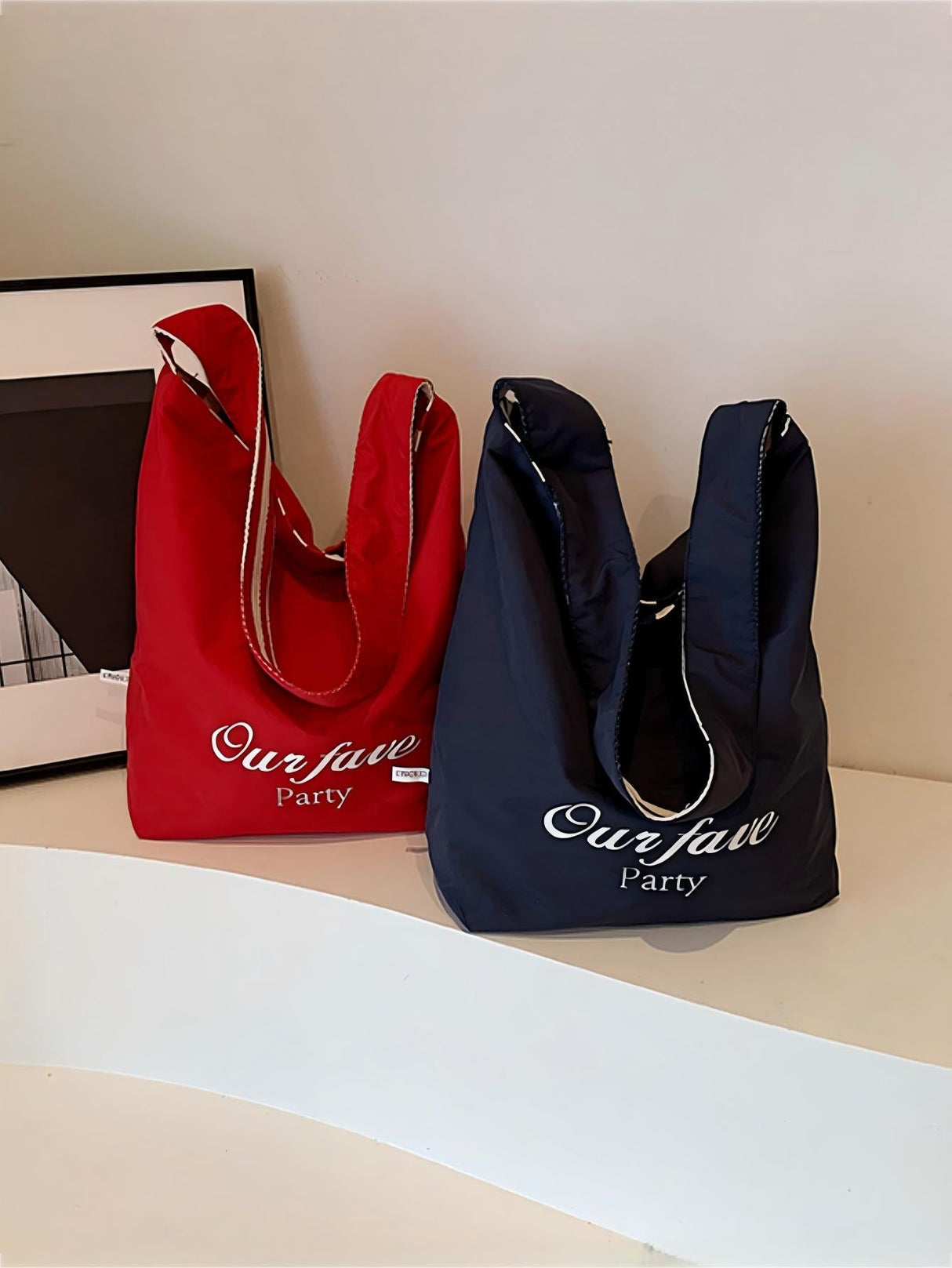 Striped Canvas Reversible Versatile Commuter Shoulder Bag