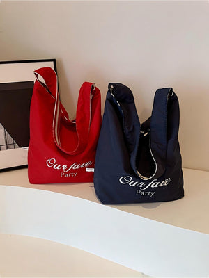 Striped Canvas Reversible Versatile Commuter Shoulder Bag