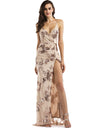 Sequins Embroidery Backless Suspenders Maxi Dresses