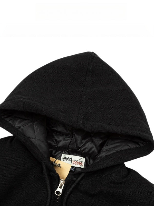 Embroidered Leopard Print Loose Cotton Keep Warm Hooded Jacket