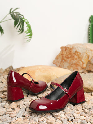 Square-toe Chunky Heel Mary Jane Shoes