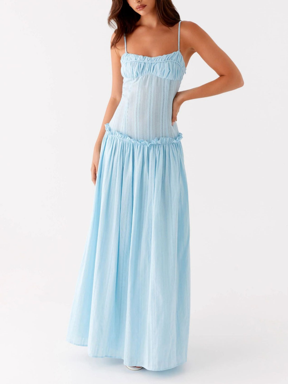 Ruffled Edges Camisoles Sweet Maxi Dresses