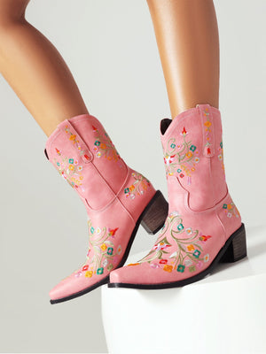 Vintage Western Cowboy Floral Embroidered Women's Boots