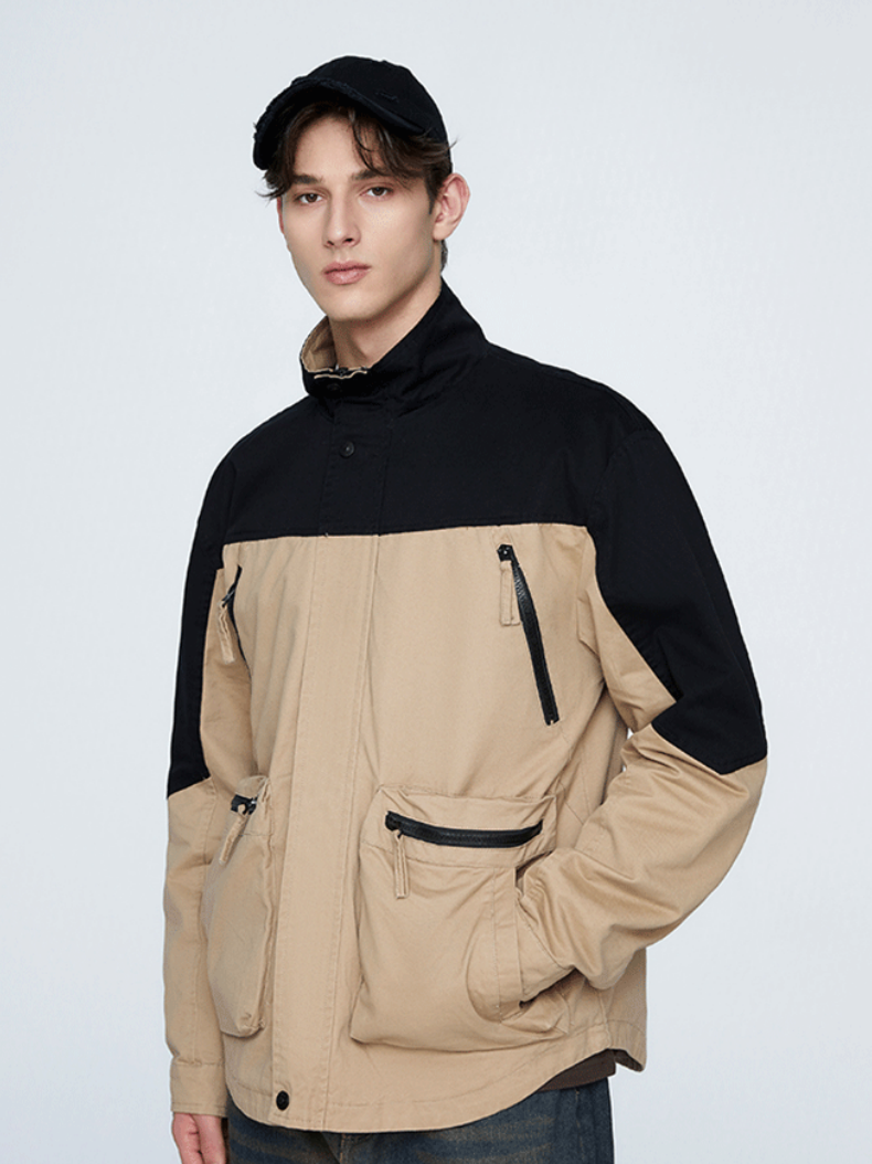 Multiple Pockets All-match Color Matching Windproof Outdoor Work Jacket