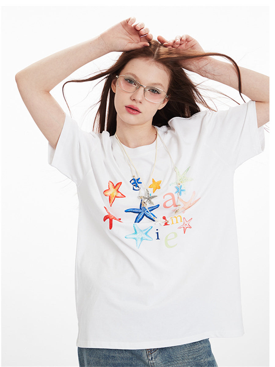 Liber Summer Women's Printed Letter T-shirts