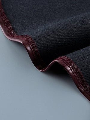 PU Leather Long-sleeved Jacket With A Fitted Waist