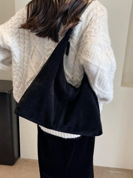 Versatile Suede Shoulder Bag For Commuting And Large Capacity