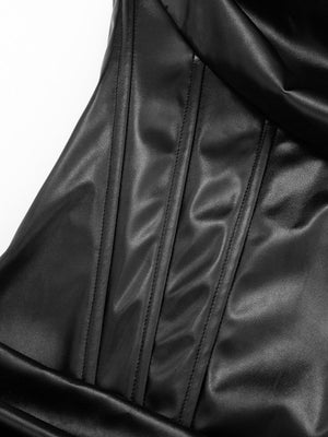 PU Pleated Fishbone Strapless A-line Bustier Mini&Short Dresses