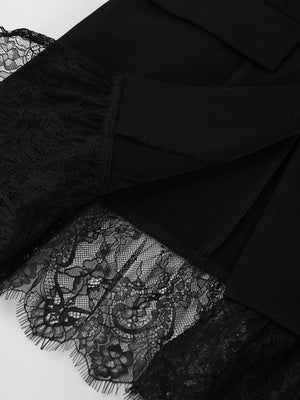 Blazers à col en V avec surpiqûres en dentelle