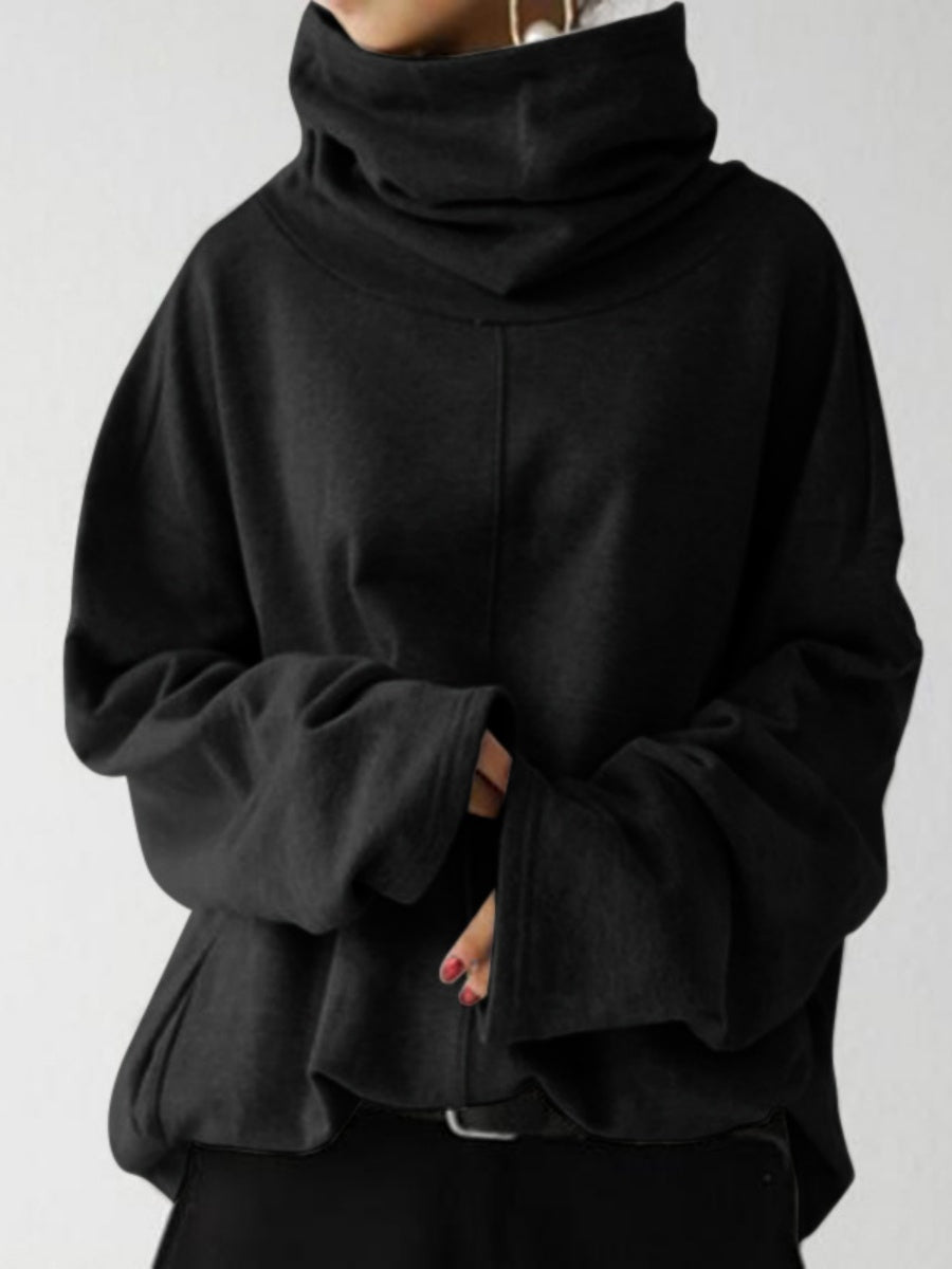 Hood Turtleneck Batwing Sleeves Loose Sweatshirts