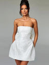 Jacquard Strapless Top Bow Straps Backless Solid Color Mini&Short Dresses