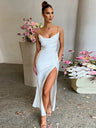 Camisoles Draped Collar Slit Sexy Formal Dress Maxi Dresses
