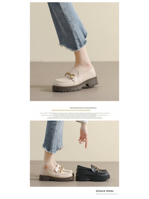 Liber Spring and Autumn Thick-soled Metal Buckle Women's Loafers