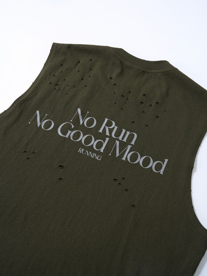 Hole Running Reflective Printed Tank Tops