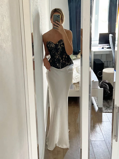 Fishtail Satin Long High-Waisted Bodycon Floor-Length Fishtail Skirt