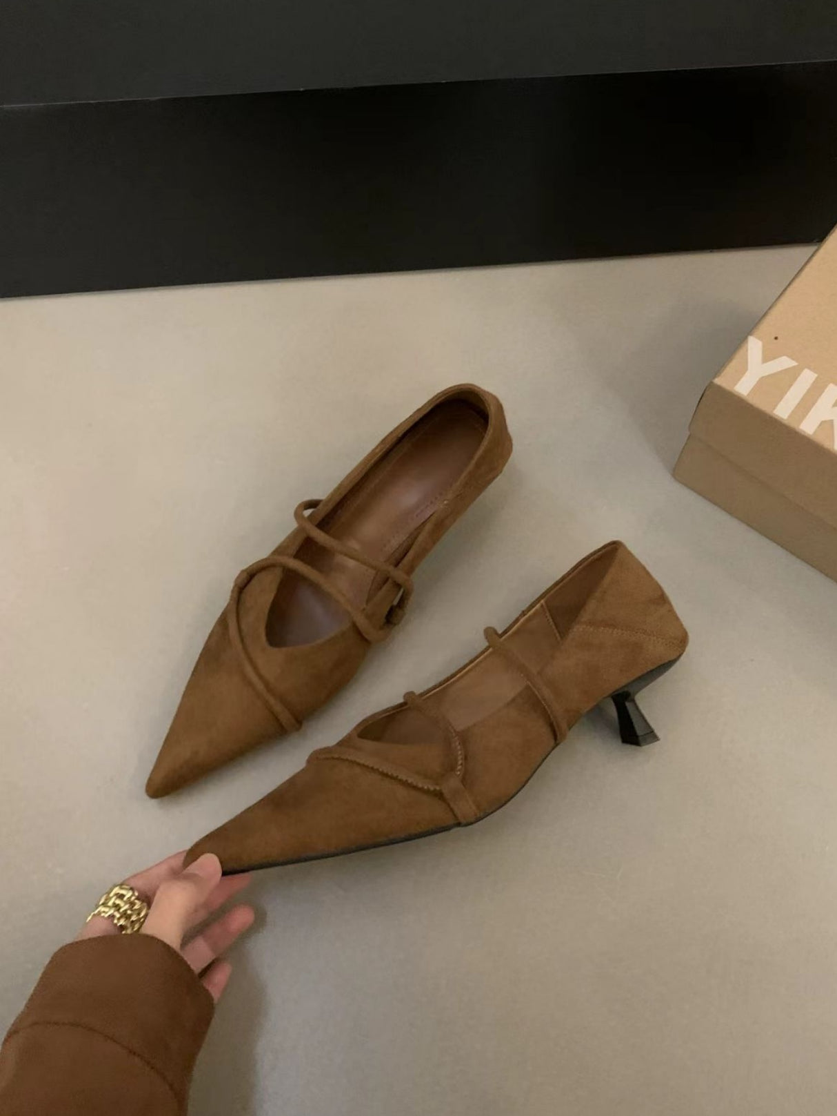Suede Crisscross Strap Pointed Toe Stiletto Heels