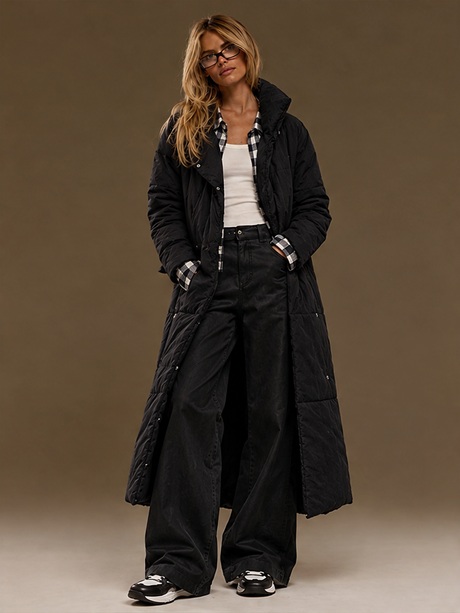 Loose-fitting, Casual, Warm, Long Stand-collar Cotton Coat/long Cotton-padded Jacket