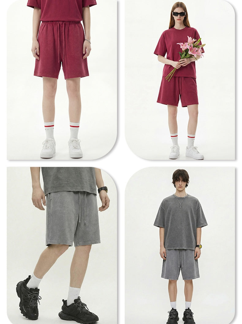 Leisure Washing Water Fade Loose-fit Five Points Shorts