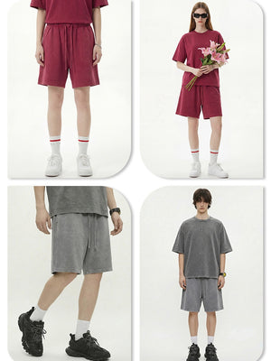 Leisure Washing Water Fade Loose-fit Five Points Shorts