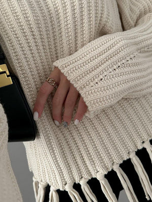 Thickened Loose Tassel Solid Color Knitting Sweaters