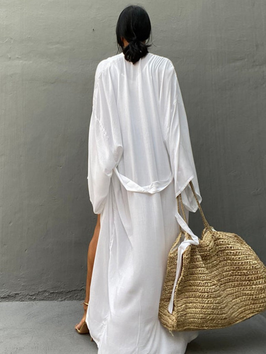 Loose-fitting Long Cardigan For Beach, Sun Protection, Beach Vacation, Bikini Cover-up, Swimwear Outerwear