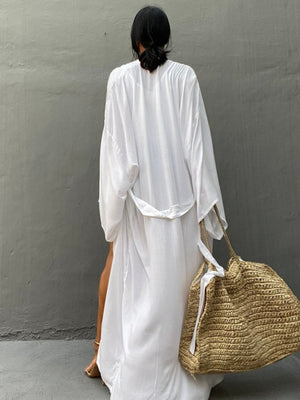 Loose-fitting Long Cardigan For Beach, Sun Protection, Beach Vacation, Bikini Cover-up, Swimwear Outerwear