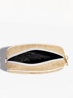 Holiday Straw Woven Oval Crossbody Bag