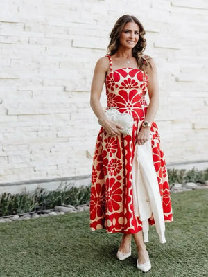 Printed Vacation Camisoles Polka Dots Maxi Dresses