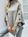 Solid Color Turtleneck Shawl Cloak Sweaters