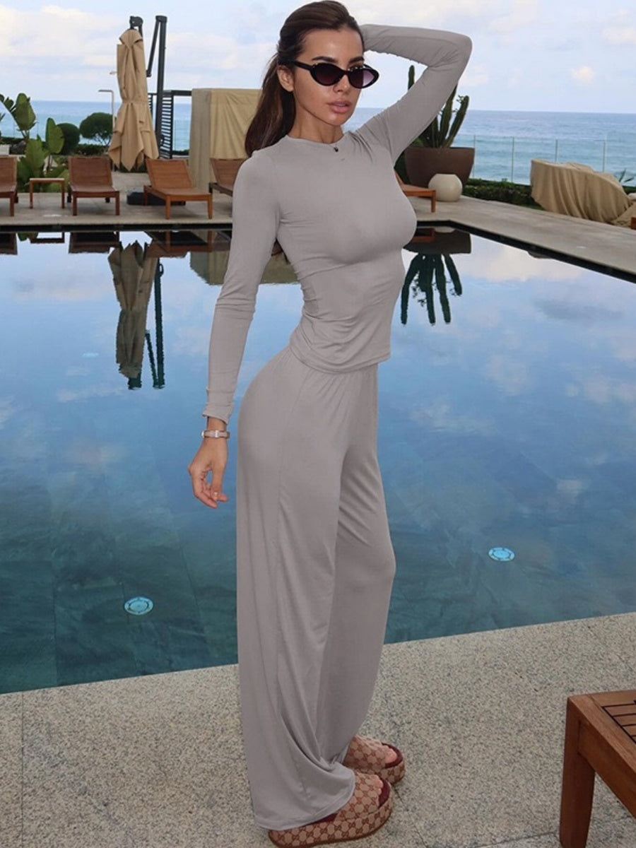 4 Color Crop Top 2-piece Sets