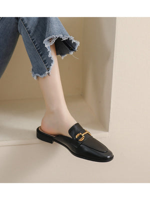 Liber Spring and Autumn Metal Buckle Holster Ladies Flat Shoes