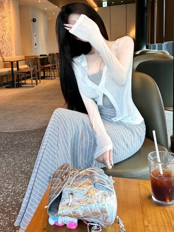 Elegant And Slimming Striped Fishtail Skirt