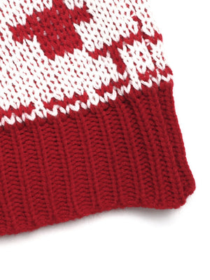 Christmas Red And White Knitted Long-sleeved Round Neck Bottoming Shirt Top Sweater