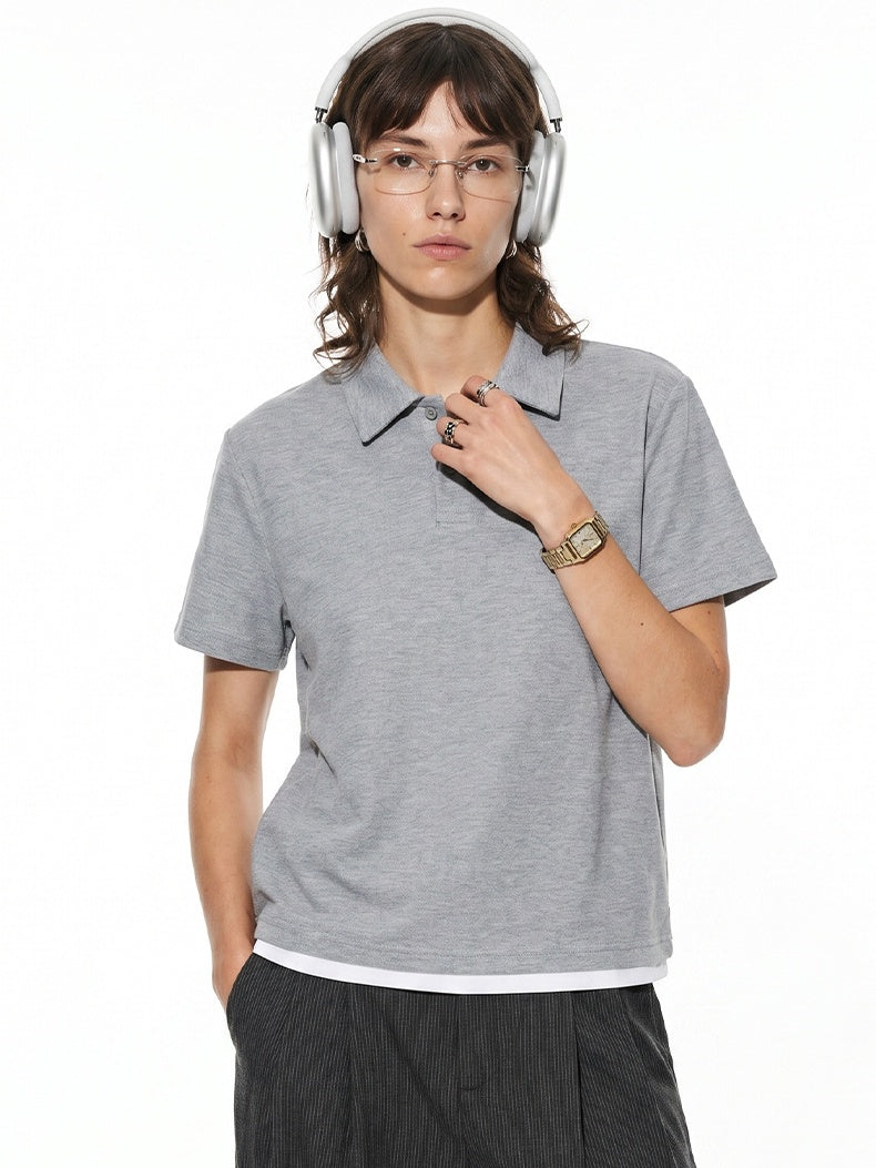 Layered-look Patchwork Business Polo Shirt