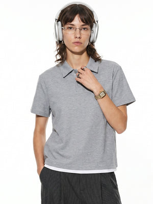 Layered-look Patchwork Business Polo Shirt
