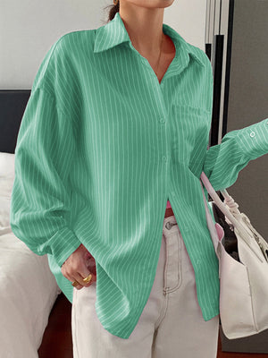 Stripes Buttons Long Sleeves Shirts