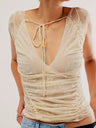 Lace Patchwork Perspective Neck Strap Deep V Tank Tops&Camis