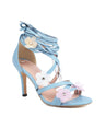 Color-blocked Floral Bohemian Style High-heeled Strappy Sandals