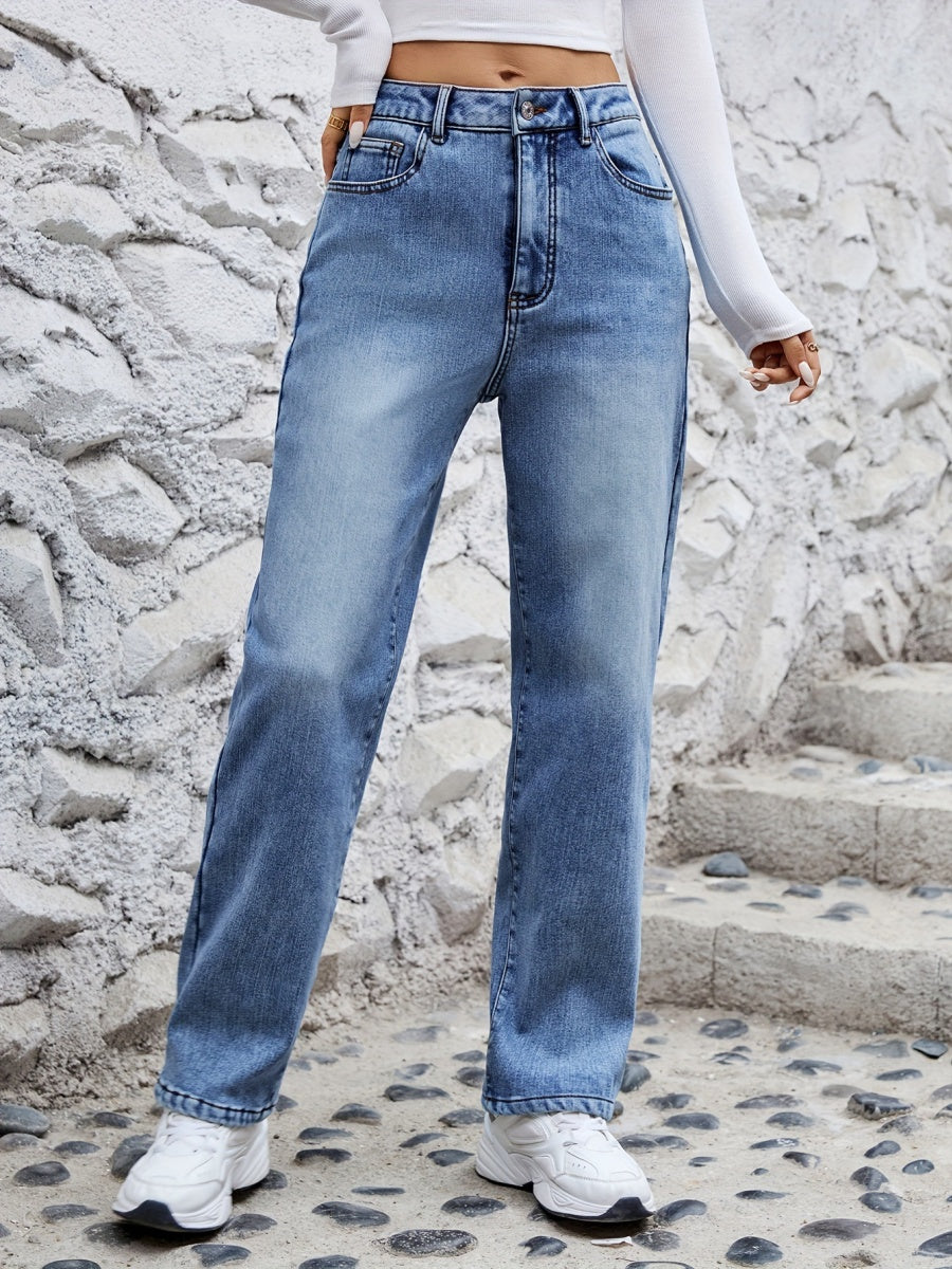 Plush Stretch Straight Slimming Jeans