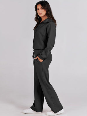 Liber Autumn Women's Zipper Solid Color 2-piece Sets